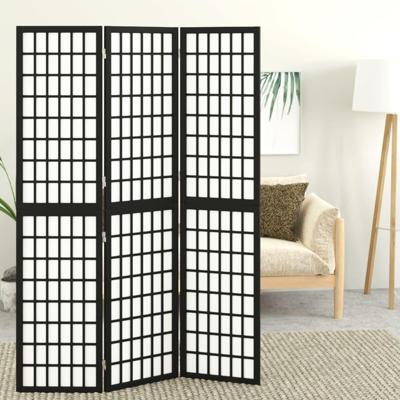 Kamerscherm inklapbaar 3 panelen Japanse stijl 120x170 cm zwart