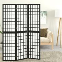Kamerscherm inklapbaar 3 panelen Japanse stijl 120x170 cm zwart - thumbnail