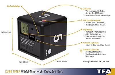 TFA Dostmann Timer Cube Timer Zwart Digitaal