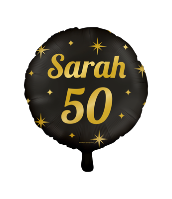 Classy Folieballon Sarah 50 Jaar Zwart/Goud (46cm)