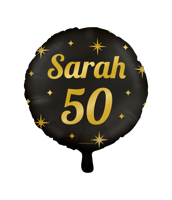 Classy Folieballon Sarah 50 Jaar Zwart/Goud (46cm) - thumbnail