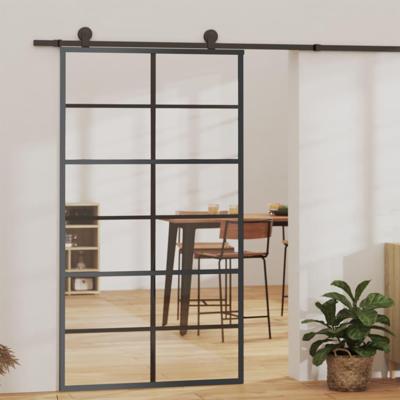 VidaXL Schuifdeur 102x205 cm esg-glas en aluminium zwart