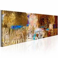 Schilderij - Golden Structure , goud look, premium print op echt Italiaans canvas, in 3 maten, prachtig in woonkamer en slaapkamer - thumbnail