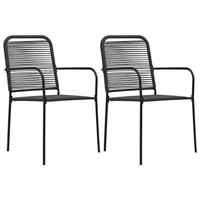 VidaXL Tuinstoelen 2 st katoenen touw en staal zwart - thumbnail