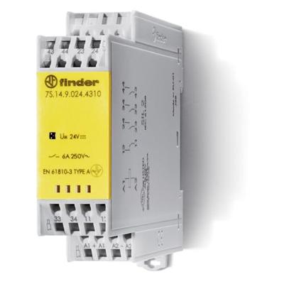 Finder 7S.14.9.024.4310 Koppelrelais Nominale spanning: 250 V Schakelstroom (max.): 6 A 3x NO, 1x NC 1 stuk(s)