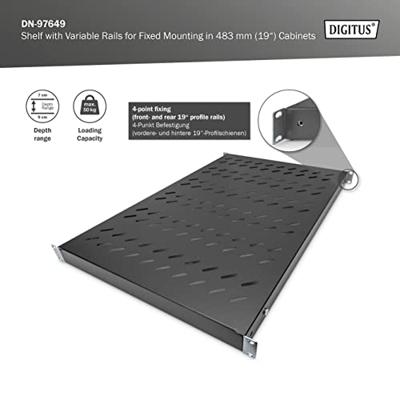 Digitus DN-97649 19 inch Apparaatbodem voor patchkast 1 HE Variabele bevestigingsrails Geschikt voor kastdiepte: 1000 mm Zwart (RAL 9005) Digitus DN-97649 19 inch Apparaatbodem voor patchkast 1 HE Variabele bevestigingsrails Geschikt voor kastdiepte: 1000 mm Zwart (RAL 9005)