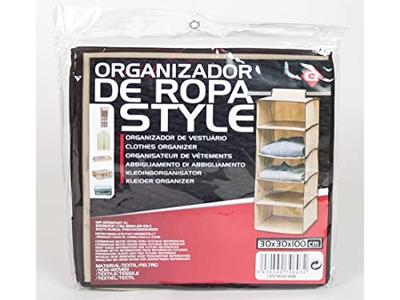 Kast organizer - hangende opberger - stof beige met 5 brede vakken