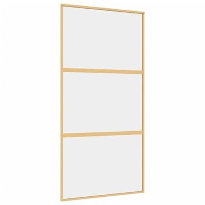 Schuifdeur 102,5x205 cm helder ESG-glas en aluminium goudkleur