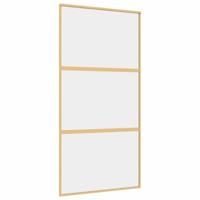 Schuifdeur 102,5x205 cm helder ESG-glas en aluminium goudkleur - thumbnail