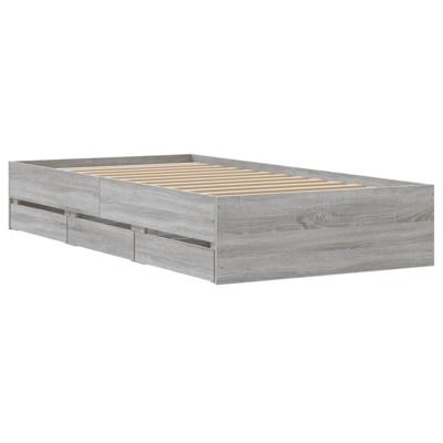 Bedframe met lades bewerkt hout grijs sonoma eiken 75x190 cm