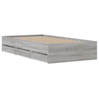 Bedframe met lades bewerkt hout grijs sonoma eiken 75x190 cm - thumbnail
