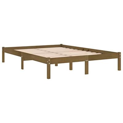 Bedframe massief grenenhout honingbruin 200x200 cm
