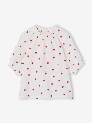 Blouse voor meisjes van katoengaas ecru