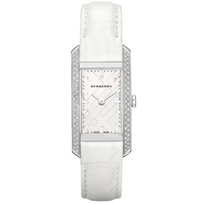 Horlogeband Burberry BU9506 Krokodillenleer Wit