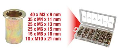 KS Tools 970.0610 Assortiment draadeinden, staal, M3x9mm-M10x21mm, 150-delig