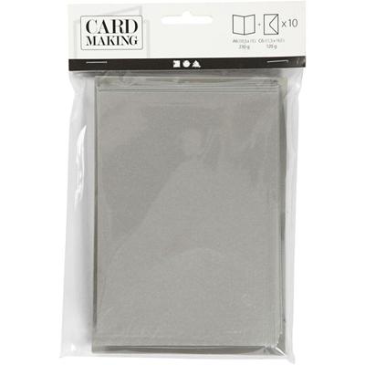 Creativ Company Parelmoer kaarten en enveloppen, afmeting kaart 10,5x15 cm, afmeting envelop 11,5x16,5 cm, zilver, 10 set/ 1 doos - thumbnail