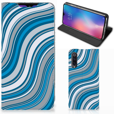 Xiaomi Mi 9 | Hoesje met Magneet | Waves Blue Xiaomi Mi 9 | Hoesje met Magneet | Waves Blue