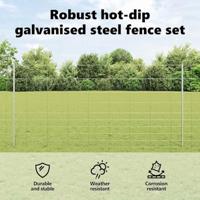 VidaXL Hek met paal zilver 1,2 x 25 m staal - thumbnail