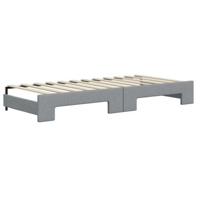 Slaapbank onderschuifbed matrassen 100x200 cm stof lichtgrijs