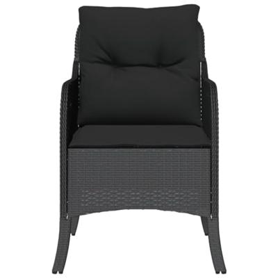 Tuinstoelen 2 st met kussens poly rattan zwart