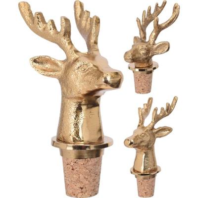 Kurk stopper voor fles hert 9cm goud