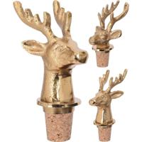 Kurk stopper voor fles hert 9cm goud - thumbnail