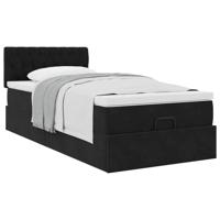 Ottoman bed met matras 80x200cm fluweel zwart - thumbnail