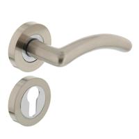 Intersteel Deurkruk Marieke op rozet met profielcilinderrozetten - nikkel mat - thumbnail