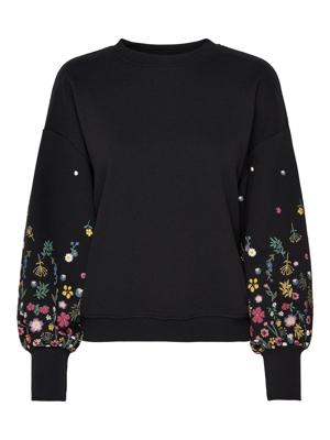 Only Onlbrooke L/s O-neck Flower Swt Noos Sweater Black