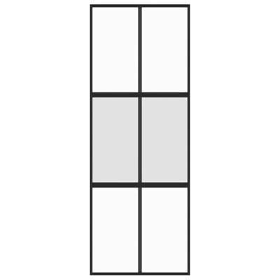 VidaXL Schuifdeur 76x205 cm gehard glas en aluminium zwart VidaXL Schuifdeur 76x205 cm gehard glas en aluminium zwart