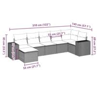 7-delige Loungeset met kussens poly rattan lichtgrijs - thumbnail