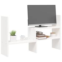 Monitorstandaard (39-72)x17x43 cm massief grenenhout wit - thumbnail
