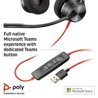 POLY Blackwire 3320 Headset Bedraad Hoofdband Kantoor/callcenter USB Type-A Zwart, Rood - thumbnail