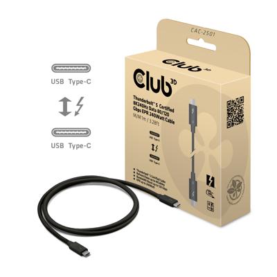 club3D CAC-2501 Thunderbolt-kabel Thunderbolt (USB-C) stekker 1.00 m Zwart club3D CAC-2501 Thunderbolt-kabel Thunderbolt (USB-C) stekker 1.00 m Zwart
