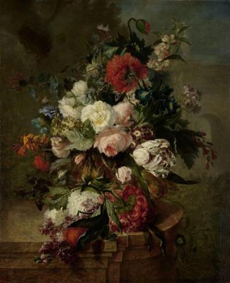 Harmanus Uppink - Stilleven met bloemen 60x90cm, Rijksmuseum, print op canvas, premium print, oude meester