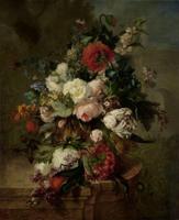 Harmanus Uppink - Stilleven met bloemen 60x90cm, Rijksmuseum, print op canvas, premium print, oude meester - thumbnail