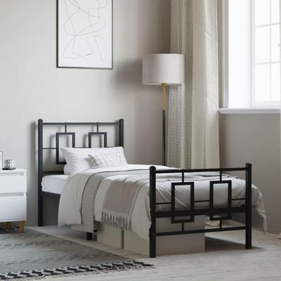 Bedframe met hoofd- en voeteneinde metaal zwart 80x200 cm Bedframe met hoofd- en voeteneinde metaal zwart 80x200 cm