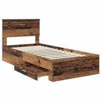 Bedframe met hoofdeinde Oudhout 90 x 200 cm Bewerkt hout - thumbnail