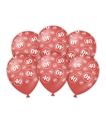 Latexballonnen rood 40-jarig jubileum (6st)