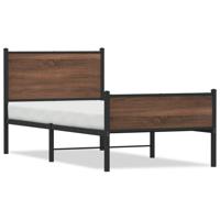 Bedframe zonder matras metaal bruin eikenkleurig 75x190 cm - thumbnail