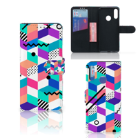 Motorola Moto E6 Plus Bookcase Blokken Kleurrijk - thumbnail