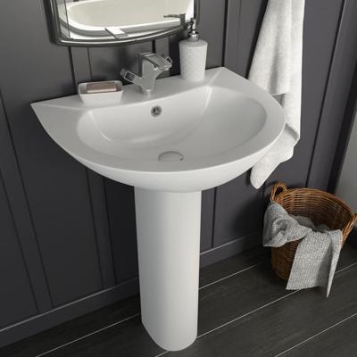 VidaXL Wastafel op voet vrijstaand 520x440x190 mm keramiek wit VidaXL Wastafel op voet vrijstaand 520x440x190 mm keramiek wit