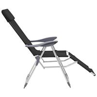 Campingstoelen met voetensteun 2 st inklapbaar textileen zwart - thumbnail