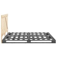 Bedframe met hoofdbord massief grenenhout grijs 200x200 cm - thumbnail