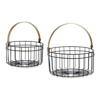 Basket spelset Gift Decor Zwart Gouden Metaal 2 Onderdelen