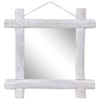 Spiegel houtblokken 70x70 cm massief gerecycled hout - thumbnail