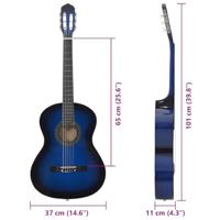 VidaXL Gitaar klassiek beginner 4/4 39" lindenhout blauw - thumbnail