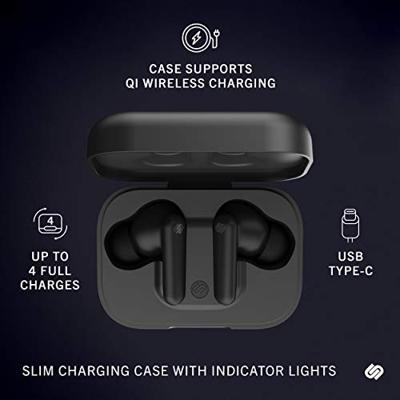 Urbanista London True Draadloze Oordopjes, hoofdtelefoon actieve ruisonderdrukking, 25 uur afspeeltijd, draadloze oplaadcase, bluetooth 5.0, uitstekende belkwaliteit, compatibel Android en iOS, Zwart