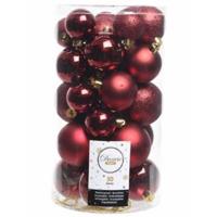 Decoris kerstballen set Plastic 30st Ossenbloed 4-5-6cm - thumbnail