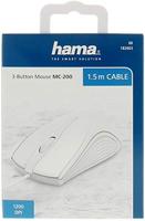 Hama optische muis met 3 knoppen mc-200 met kabel wit - thumbnail